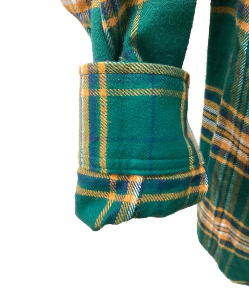 Champion（チャンピオン）Champion (チャンピオン) フランネルシャツ グリーン×オレンジ サイズ:MEDIUMの古着・服飾アイテム