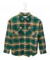 Champion（チャンピオン）の古着「フランネルシャツ」｜グリーン×オレンジ
