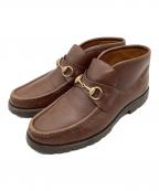 GUCCIグッチ）の古着「ホースビットレザーブーツ」｜ブラウン