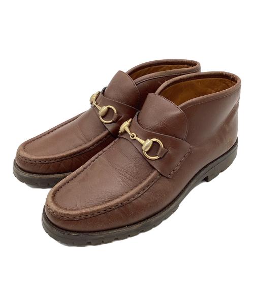 GUCCI（グッチ）GUCCI (グッチ) ホースビットレザーブーツ ブラウン サイズ:41の古着・服飾アイテム