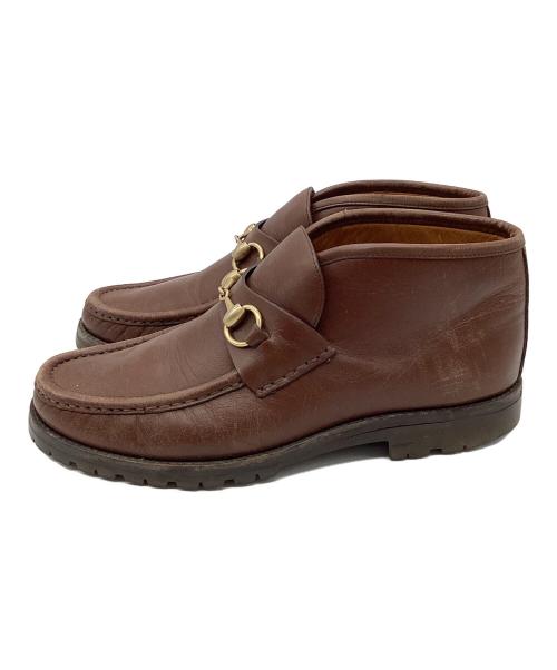 GUCCI（グッチ）GUCCI (グッチ) ホースビットレザーブーツ ブラウン サイズ:41の古着・服飾アイテム