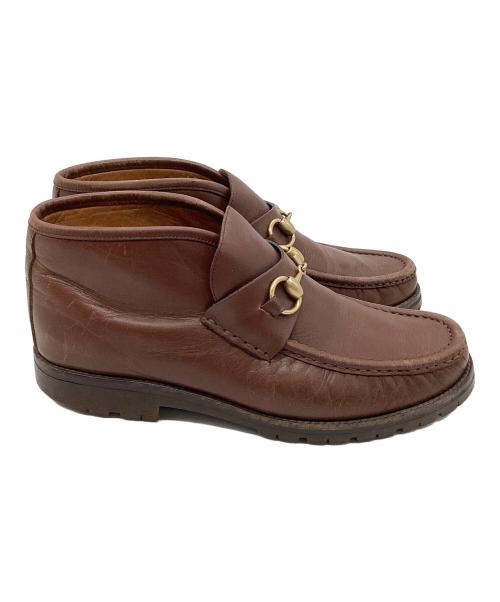 GUCCI（グッチ）GUCCI (グッチ) ホースビットレザーブーツ ブラウン サイズ:41の古着・服飾アイテム