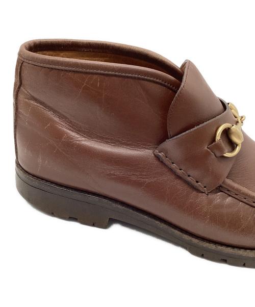 GUCCI（グッチ）GUCCI (グッチ) ホースビットレザーブーツ ブラウン サイズ:41の古着・服飾アイテム