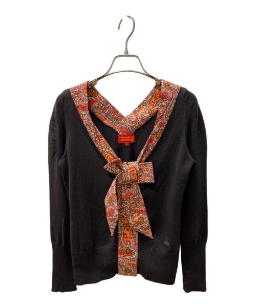 Vivienne Westwood RED LABEL（ヴィヴィアンウエストウッドレッドレーベル）Vivienne Westwood RED LABEL (ヴィヴィアンウエストウッドレッドレーベル) リボンニットカーディガン ブラウン サイズ:Mの古着・服飾アイテム