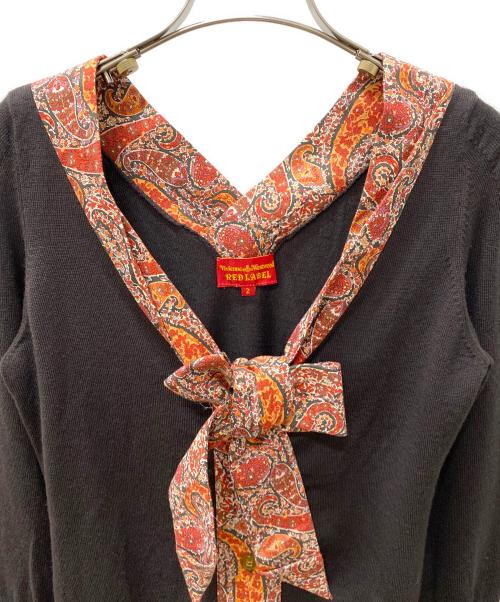 Vivienne Westwood RED LABEL（ヴィヴィアンウエストウッドレッドレーベル）Vivienne Westwood RED LABEL (ヴィヴィアンウエストウッドレッドレーベル) リボンニットカーディガン ブラウン サイズ:Mの古着・服飾アイテム