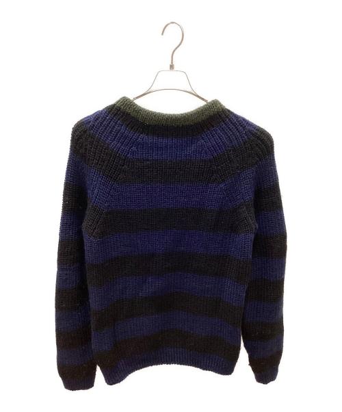 GOLDEN GOOSE（ゴールデングース）GOLDEN GOOSE (ゴールデングース) ローゲージボーダーニット ブラック×ブルー サイズ:XSの古着・服飾アイテム