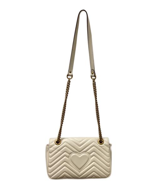 GUCCI（グッチ）GUCCI (グッチ) GGマーモント レザー チェーンショルダー アイボリーの古着・服飾アイテム