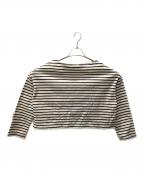 ENFOLDエンフォルド）の古着「ドロップショルダーカットソー」｜ホワイト×ブラック