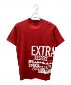 DSQUARED2ディースクエアード）の古着「DSQUARED2ロゴプリント付Tシャツ」｜レッド