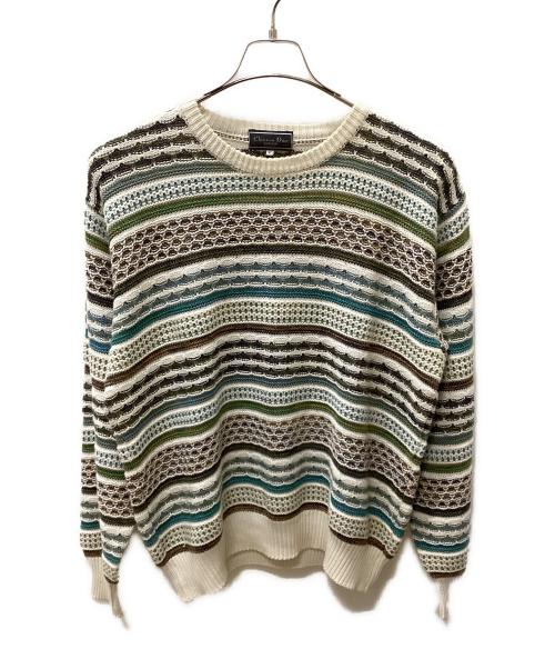 Christian Dior MONSIEUR（クリスチャンディオールムッシュ）Christian Dior MONSIEUR (クリスチャンディオールムッシュ) ヴィンテージ3Dニット ホワイト×ブルー サイズ:Lの古着・服飾アイテム