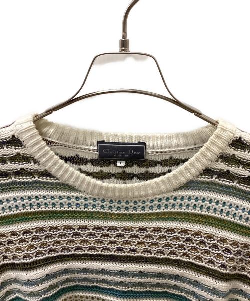 Christian Dior MONSIEUR（クリスチャンディオールムッシュ）Christian Dior MONSIEUR (クリスチャンディオールムッシュ) ヴィンテージ3Dニット ホワイト×ブルー サイズ:Lの古着・服飾アイテム
