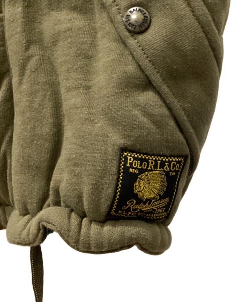 POLO RALPH LAUREN（ポロ・ラルフローレン）POLO RALPH LAUREN (ポロ・ラルフローレン) 裏地チェックレザー切替中綿入りベスト カーキ サイズ:Sの古着・服飾アイテム