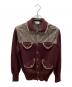 Vivienne Westwood man（ヴィヴィアン ウェストウッド マン）の古着「00sケイブマンレザーエルボーパッチニットカーディガン」｜エンジ
