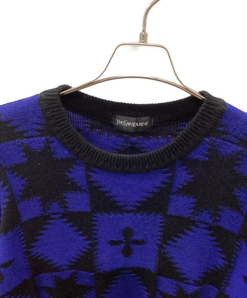 Yves Saint Laurent（イヴサンローラン）Yves Saint Laurent (イヴサンローラン) セーター ブラック×ブルー サイズ:不明の古着・服飾アイテム