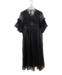 ENFOLD（エンフォルド）の古着「MELTY ORGANDY DECORATIVE DRESS」｜ブラック