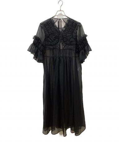 【今期新作 未使用タグ付】エンフォルド FRILL-HEM DRESS 黒 36 中古・古着通販】ENFOLD (エンフォルド) MELTY ORGANDY DECORATIVE