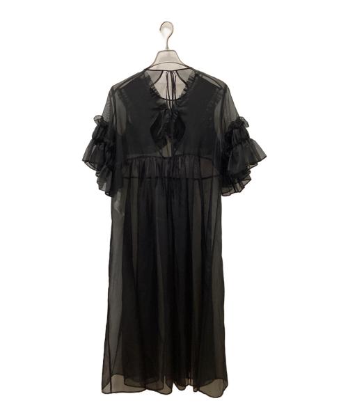 ENFOLD（エンフォルド）ENFOLD (エンフォルド) MELTY ORGANDY DECORATIVE DRESS ブラック サイズ:36の古着・服飾アイテム