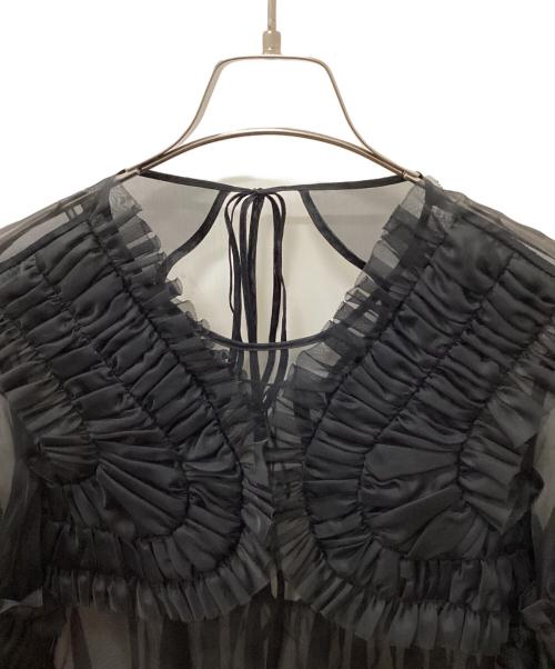 ENFOLD（エンフォルド）ENFOLD (エンフォルド) MELTY ORGANDY DECORATIVE DRESS ブラック サイズ:36の古着・服飾アイテム