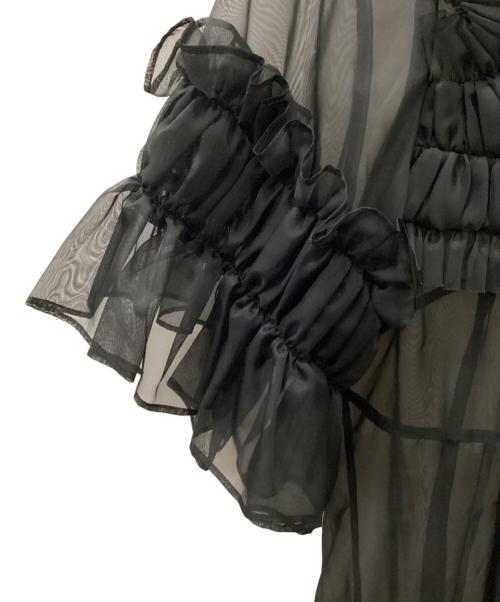 ENFOLD（エンフォルド）ENFOLD (エンフォルド) MELTY ORGANDY DECORATIVE DRESS ブラック サイズ:36の古着・服飾アイテム