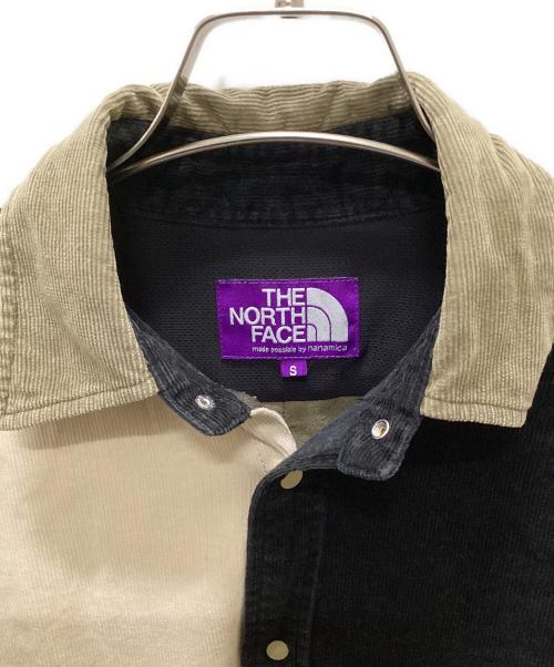 THE NORTHFACE PURPLELABEL（ザ・ノースフェイス パープルレーベル）THE NORTHFACE PURPLELABEL (ザ・ノースフェイス パープルレーベル) Organic Cotton Corduroy Panel Big Shirt ベージュ×ブラック サイズ:Sの古着・服飾アイテム