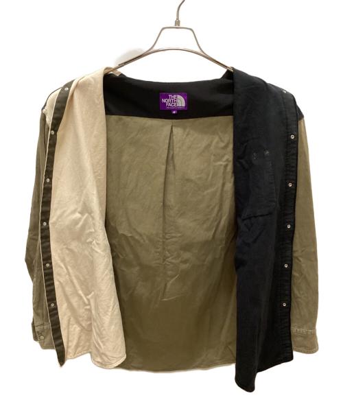THE NORTHFACE PURPLELABEL（ザ・ノースフェイス パープルレーベル）THE NORTHFACE PURPLELABEL (ザ・ノースフェイス パープルレーベル) Organic Cotton Corduroy Panel Big Shirt ベージュ×ブラック サイズ:Sの古着・服飾アイテム