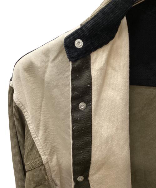 THE NORTHFACE PURPLELABEL（ザ・ノースフェイス パープルレーベル）THE NORTHFACE PURPLELABEL (ザ・ノースフェイス パープルレーベル) Organic Cotton Corduroy Panel Big Shirt ベージュ×ブラック サイズ:Sの古着・服飾アイテム