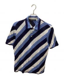 ISSEY MIYAKE（イッセイミヤケ）の古着「00sニットポロシャツ」｜ブルー×ホワイト