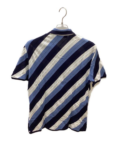 ISSEY MIYAKE（イッセイミヤケ）ISSEY MIYAKE (イッセイミヤケ) 00sニットポロシャツ ブルー×ホワイト サイズ:4の古着・服飾アイテム