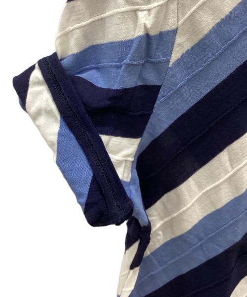 ISSEY MIYAKE（イッセイミヤケ）ISSEY MIYAKE (イッセイミヤケ) 00sニットポロシャツ ブルー×ホワイト サイズ:4の古着・服飾アイテム