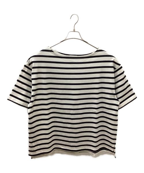 INTERIM（インテリム）INTERIM (インテリム) HYPER BIG SUVIN GIZA BASQUE BORDER H/S SHIRT ホワイト×ブラック サイズ:5の古着・服飾アイテム