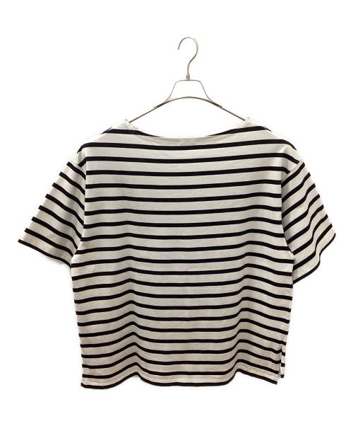 INTERIM（インテリム）INTERIM (インテリム) HYPER BIG SUVIN GIZA BASQUE BORDER H/S SHIRT ホワイト×ブラック サイズ:5の古着・服飾アイテム