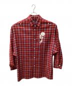 ALMOSTBLACKオールモストブラック）の古着「CHECK LONG SHIRTS」｜レッド