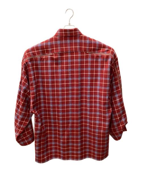 ALMOSTBLACK（オールモストブラック）ALMOSTBLACK (オールモストブラック) CHECK LONG SHIRTS レッド サイズ:2の古着・服飾アイテム