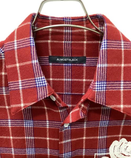 ALMOSTBLACK（オールモストブラック）ALMOSTBLACK (オールモストブラック) CHECK LONG SHIRTS レッド サイズ:2の古着・服飾アイテム
