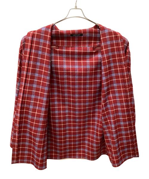 ALMOSTBLACK（オールモストブラック）ALMOSTBLACK (オールモストブラック) CHECK LONG SHIRTS レッド サイズ:2の古着・服飾アイテム