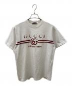 GUCCIグッチ）の古着「Printed Cotton Jersey Short Sleeve T-Shirt」｜ホワイト×ボルドー