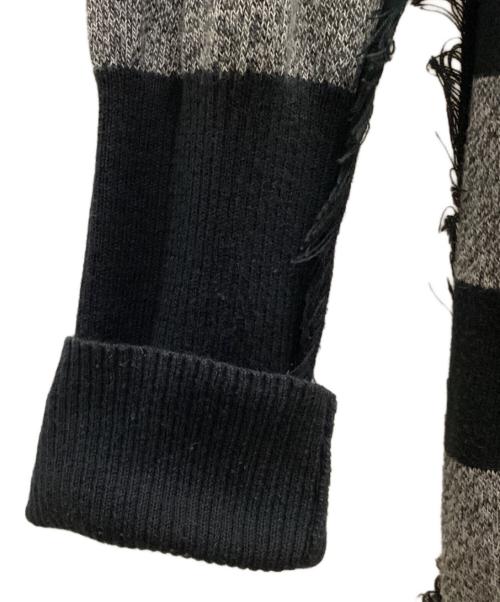 Vivienne Westwood RED LABEL（ヴィヴィアンウエストウッドレッドレーベル）Vivienne Westwood RED LABEL (ヴィヴィアンウエストウッドレッドレーベル) フリンジボーダーニットカーディガン ブラック×グレー サイズ:2の古着・服飾アイテム
