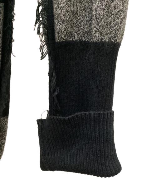 Vivienne Westwood RED LABEL（ヴィヴィアンウエストウッドレッドレーベル）Vivienne Westwood RED LABEL (ヴィヴィアンウエストウッドレッドレーベル) フリンジボーダーニットカーディガン ブラック×グレー サイズ:2の古着・服飾アイテム