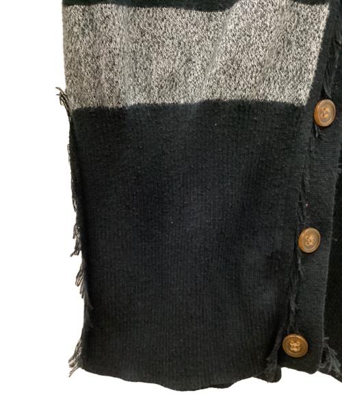 Vivienne Westwood RED LABEL（ヴィヴィアンウエストウッドレッドレーベル）Vivienne Westwood RED LABEL (ヴィヴィアンウエストウッドレッドレーベル) フリンジボーダーニットカーディガン ブラック×グレー サイズ:2の古着・服飾アイテム