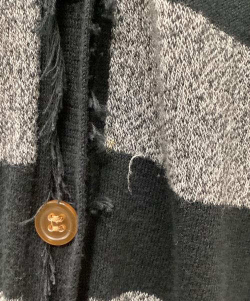Vivienne Westwood RED LABEL（ヴィヴィアンウエストウッドレッドレーベル）Vivienne Westwood RED LABEL (ヴィヴィアンウエストウッドレッドレーベル) フリンジボーダーニットカーディガン ブラック×グレー サイズ:2の古着・服飾アイテム
