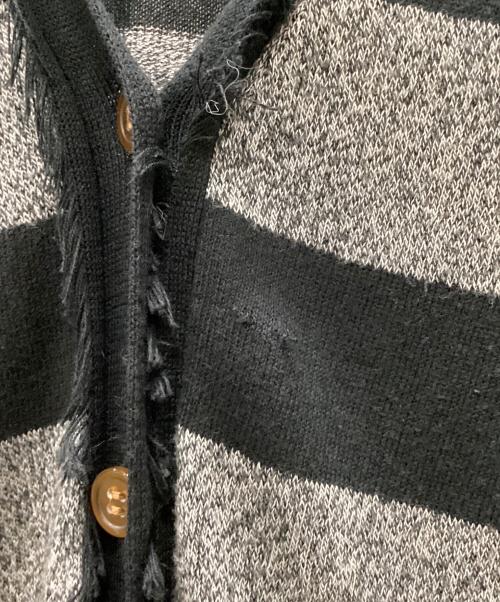 Vivienne Westwood RED LABEL（ヴィヴィアンウエストウッドレッドレーベル）Vivienne Westwood RED LABEL (ヴィヴィアンウエストウッドレッドレーベル) フリンジボーダーニットカーディガン ブラック×グレー サイズ:2の古着・服飾アイテム