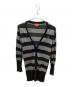 Vivienne Westwood RED LABEL（ヴィヴィアンウエストウッドレッドレーベル）の古着「フリンジボーダーニットカーディガン」｜ブラック×グレー