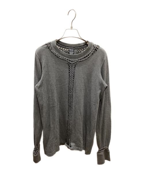 NUMBER (N)INE（ナンバーナイン）NUMBER (N)INE (ナンバーナイン) 00s編み込みロンT グレー サイズ:2の古着・服飾アイテム