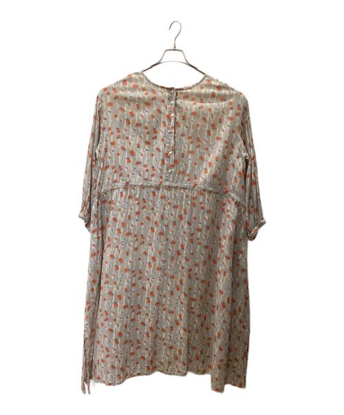 YARRA（ヤラ）YARRA (ヤラ) 花柄ワンピース グレー×オレンジ サイズ:FREEの古着・服飾アイテム