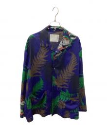 sacai（サカイ）の古着「アーカイブ プリント ミックス オープンカラー シャツ」｜ネイビー