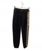 BURBERRYバーバリー）の古着「ヴィンテージチェックパネル×ロゴ スウェットパンツ」｜ブラック