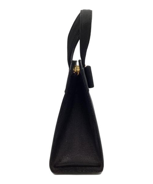 Salvatore Ferragamo（サルヴァトーレ フェラガモ）Salvatore Ferragamo (サルヴァトーレ フェラガモ) ヴァラリボン2WAYハンドバッグ ブラックの古着・服飾アイテム