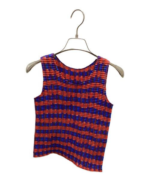 ISSEY MIYAKE（イッセイミヤケ）ISSEY MIYAKE (イッセイミヤケ) タンクトップ レッド×ブルー サイズ:Ⅿの古着・服飾アイテム