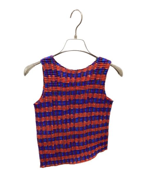 ISSEY MIYAKE（イッセイミヤケ）ISSEY MIYAKE (イッセイミヤケ) タンクトップ レッド×ブルー サイズ:Ⅿの古着・服飾アイテム