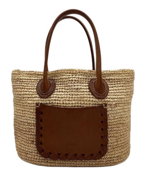 genten（ゲンテン）genten (ゲンテン) ソリーゾカゴバッグ ベージュ×ブラウンの古着・服飾アイテム
